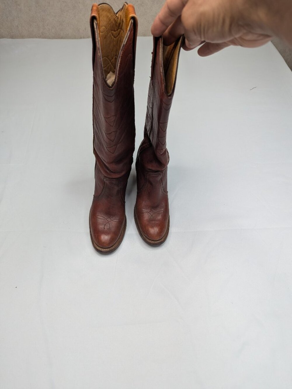 Vintage 1950-1970 FRYE Black Label Campus Stitch Tall Leather Boots 8558 6.5B - Picture 2 of 16